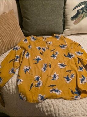 Lida Kate Large Floral Yellow Blouse